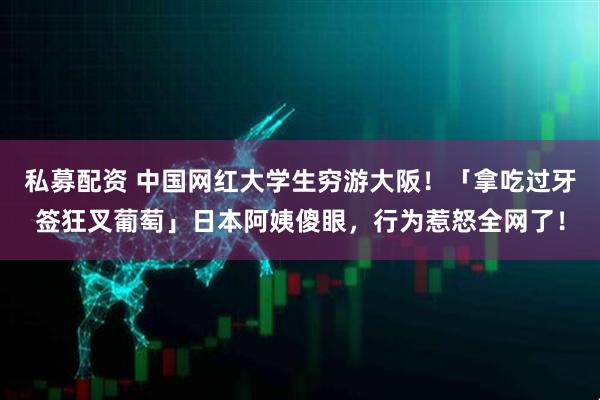 私募配资 中国网红大学生穷游大阪！「拿吃过牙签狂叉葡萄」日本阿姨傻眼，行为惹怒全网了！